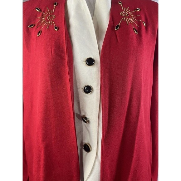 Vintage 90's Y2K Michael B Ltd. Vest Jacket 1pc size 10 Petite Red Gold Jewels - Picture 8 of 15